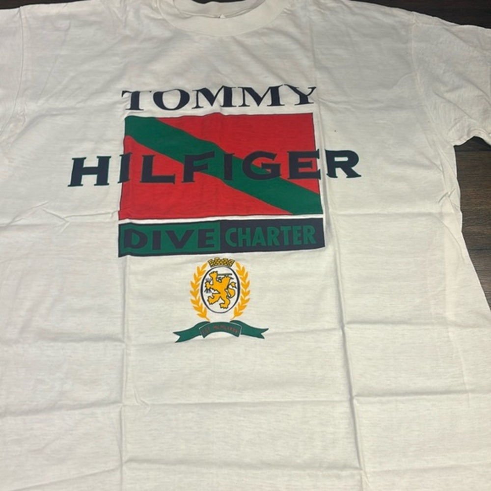 Tommy Hilfiger Dive Charter Vintage 90s Graphic T-Shirt White XL Single Stitch